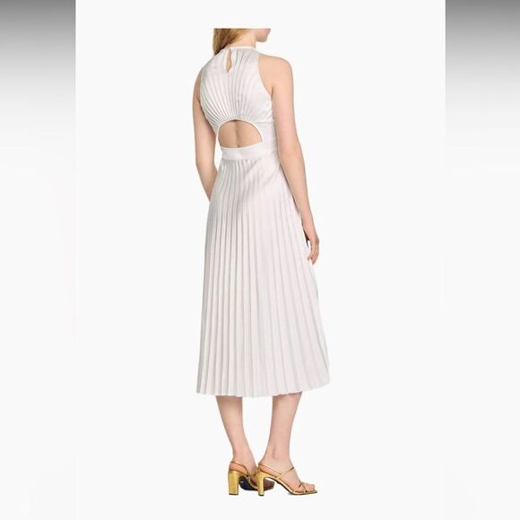 Sandro white Jolie Pleated Midi Dress NWT size 40/ us 8 - Picture 2 of 11